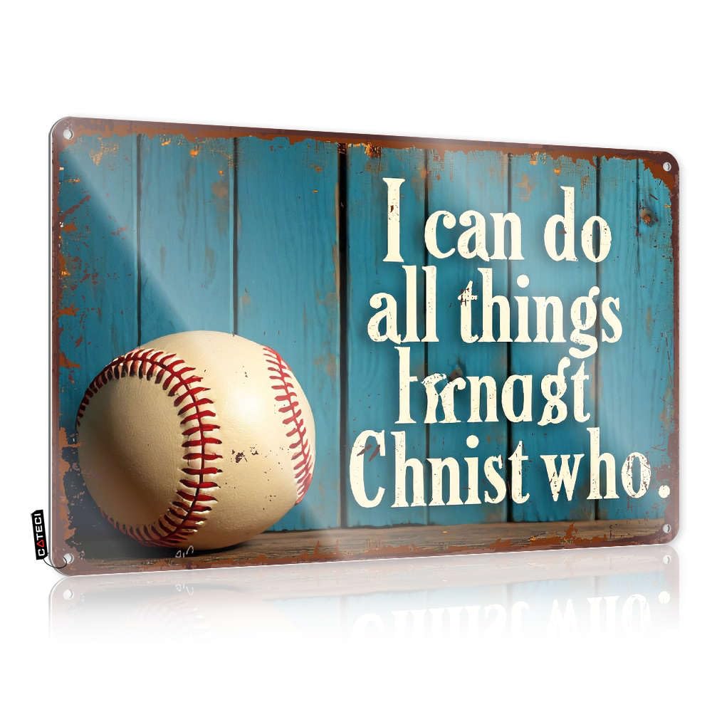 Warning Tin Sign Baseball With Motivational Quote On Rustic Background. Tin Sign Funny Kitchen Decor Signs For Bedroom Door(30X40CM)