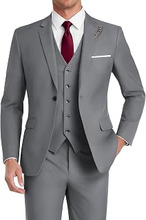 Men's 3 Piece Suits Slim Fit Wedding Groomsmen Prom Business Suit One Button Blazer Jacket Vest and Pants Tuxedo Set