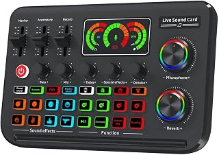 Audio Interface Live Sound Card Audio Recording Desktop Singing Sound Card Mixer BT Wireless Plug and Play Intelligent Noise Reduction Built-in Rechargeable Battery