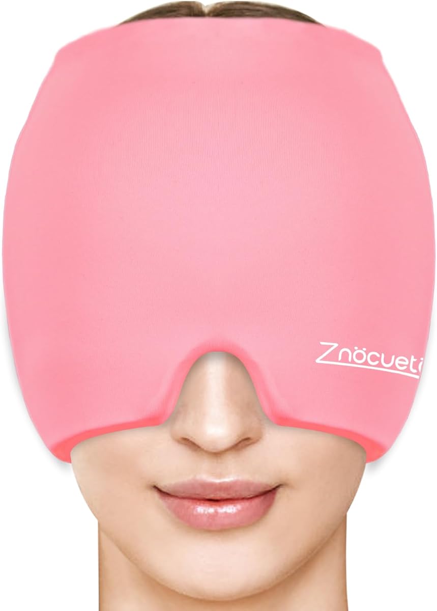 ZNÖCUETÖD Migraine Headache Relief Cap Hat Full Head ice Pack Wrap Cooling Gel Ice Beanie Cold Cap Hot/Cold Compress Therapy for Sinus, Stress, Tension, Head Pain Relief, Gift for Women