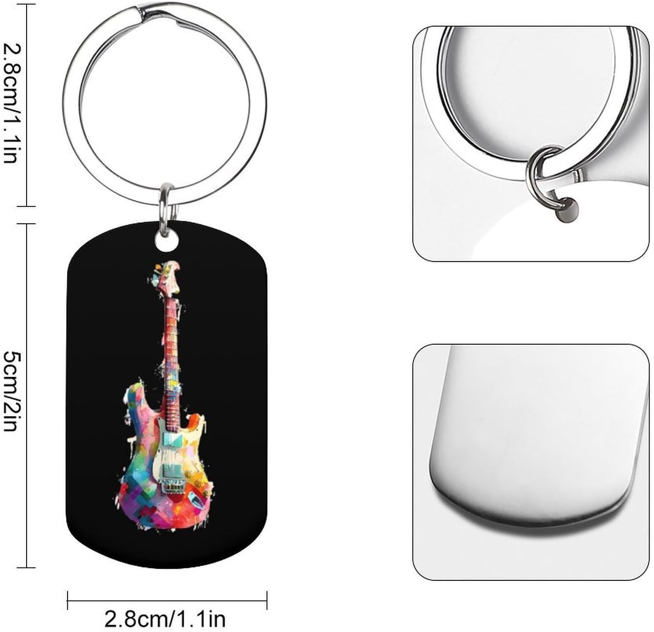 Colorful Electronic Guitar Novelty Metal Keychain Universal Key Chain Backpacks Accessories for Men Women image 2
