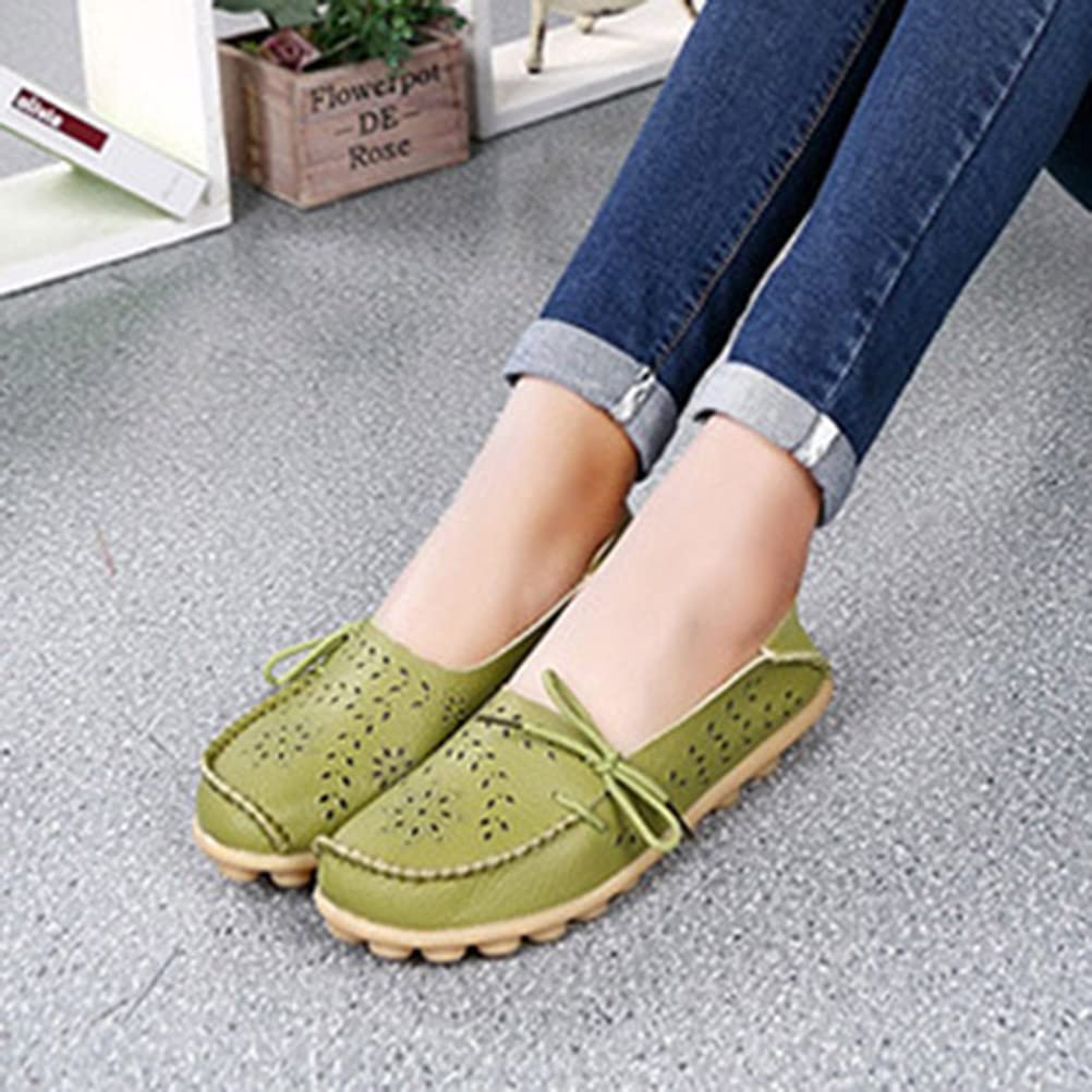 ORANDESIGNE Damen Segelschuhe Bootsschuhe Loafers Slipper Freizeit Schuhe Barfußschuh Weichen Leder Flache Schuhe Bequeme Fahr Schuhe Casual Slip On Atmungsaktiv Wanderschuhe