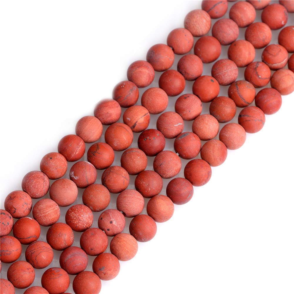 SHGbeads 6mm Frost Matte Red Jasper Semi Precious Gemstone Round Loose Beads for Jewellery Making DIY Handmade Craft Supplies 15"