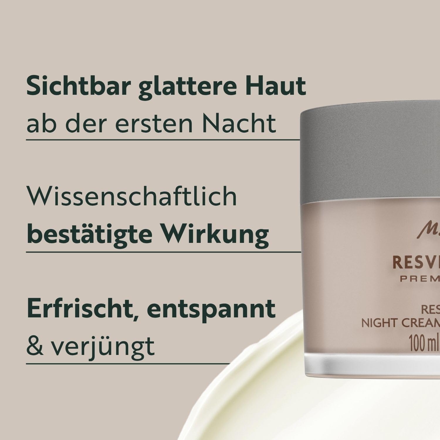 M. Asam Resveratrol Premium NT50 Longevity Restoring Night Cream (100ml) | Nachtcreme für Glattere & Straffere Haut, Anti-Aging Pflege Mit Resveratrol, mit Hyaluron & Sheabutter