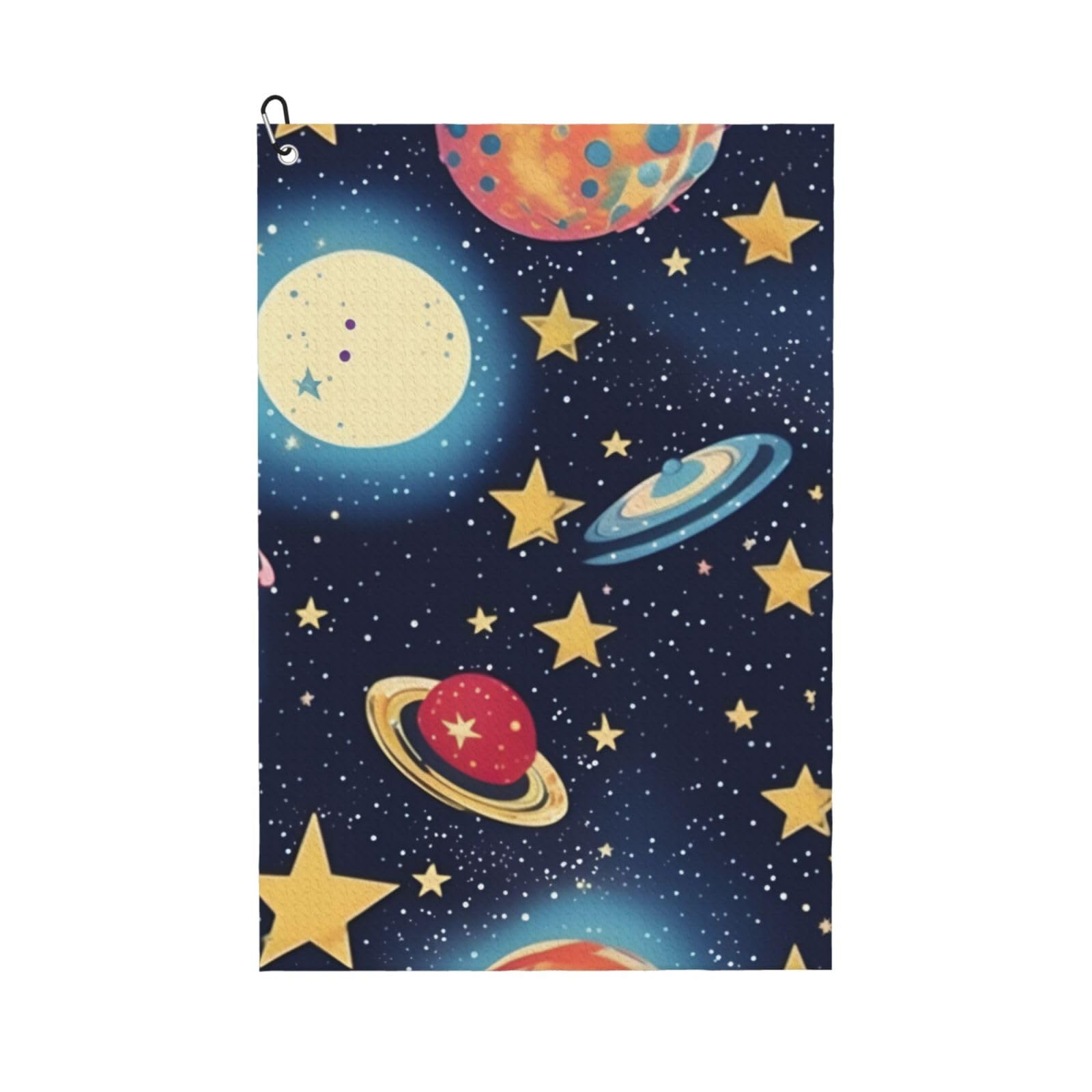 Anceky Starry Sky Universe Space Print Golf Towel 24"X16" Microfiber Golf Cleaning Towel with Carabiner Clip for Golf Bags