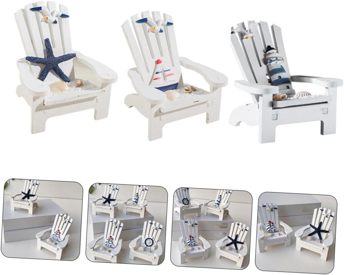 STOBAZA Miniature Wooden Chair Ornament 4Pcs Beach Decor for Office Display