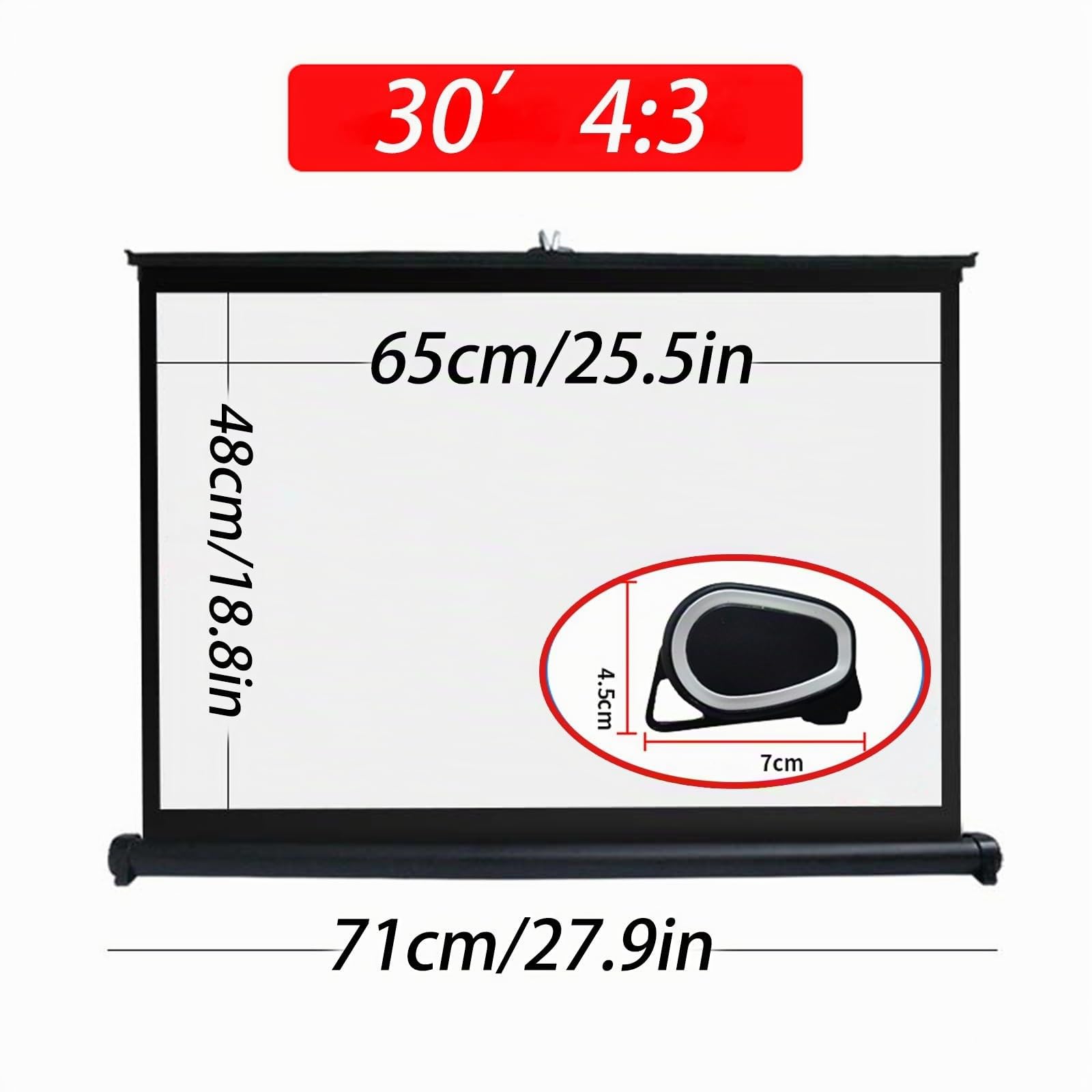 Proiettore Telo Portatile, 30" , 40" , 50" Schermo Di Proiezione Da Tavolo Mobile Telo Proiettore Manuale, Pull-up Telo Proiettore Per Esterno/Interno Cinema，schermo Di Proiezione Pieghevole(4:3,30")