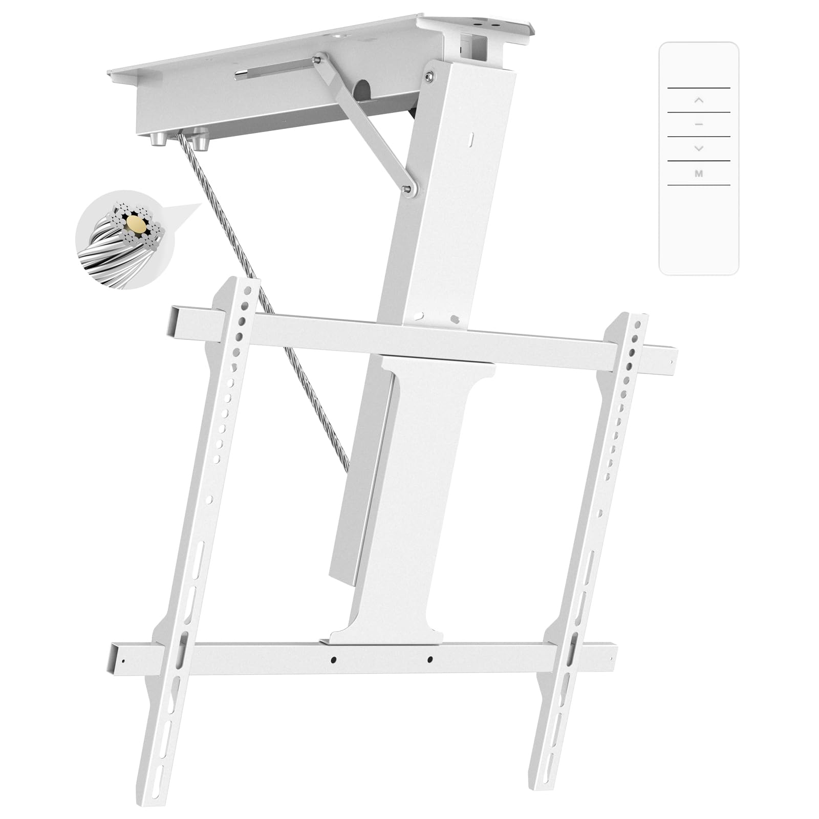 Yegosh Electric Ceiling TV Mount, Remote Adjustable Flip Down Bracket for 32 to 70 Inch Flat Curved Screen TVs Max VESA 600x400mm, Motorized TV