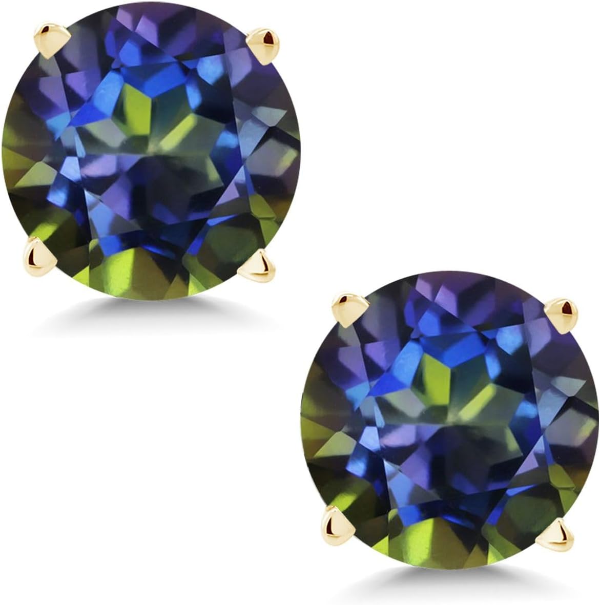 Gem Stone King 14K Yellow Gold Gemstone Birthstone Stud Earrings for Women Men | Round 6MM | Gold Earrings for Him and Her | Fine Jewelry Gifts for Mom Dad Wife