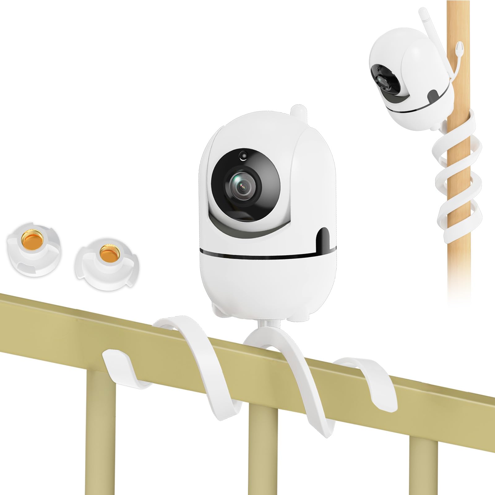 Regulowany uchwyt do monitorowania niemowląt HelloBaby HB65/HB40/HB6550/HB66/HB6339/HB6550 Pro, ANMEATE SM935E, elastyczny uchwyt na ramię, solidny uchwyt kamery mocowany do półek łóżeczka, bez