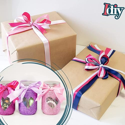 Miniatura 4 de Cinta de satén de 1 pulgada x 25 yardas, color azul real, de una sola cara, sin alambre para envolver regalos, lazos, decoración de boda, costura,