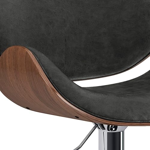 Miniatura 39 de SIMPLIHOME Marana - Taburete de bar giratorio ajustable – Silla tapizada de metal de 33 pulgadas de altura de asiento en piel sintética vegana