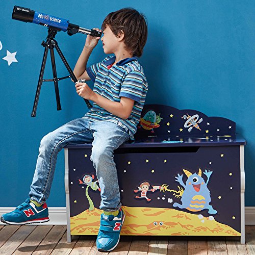 Fantasy Fields Outer Space Thematic Kids Wooden Toy Chest with Safety Hinges