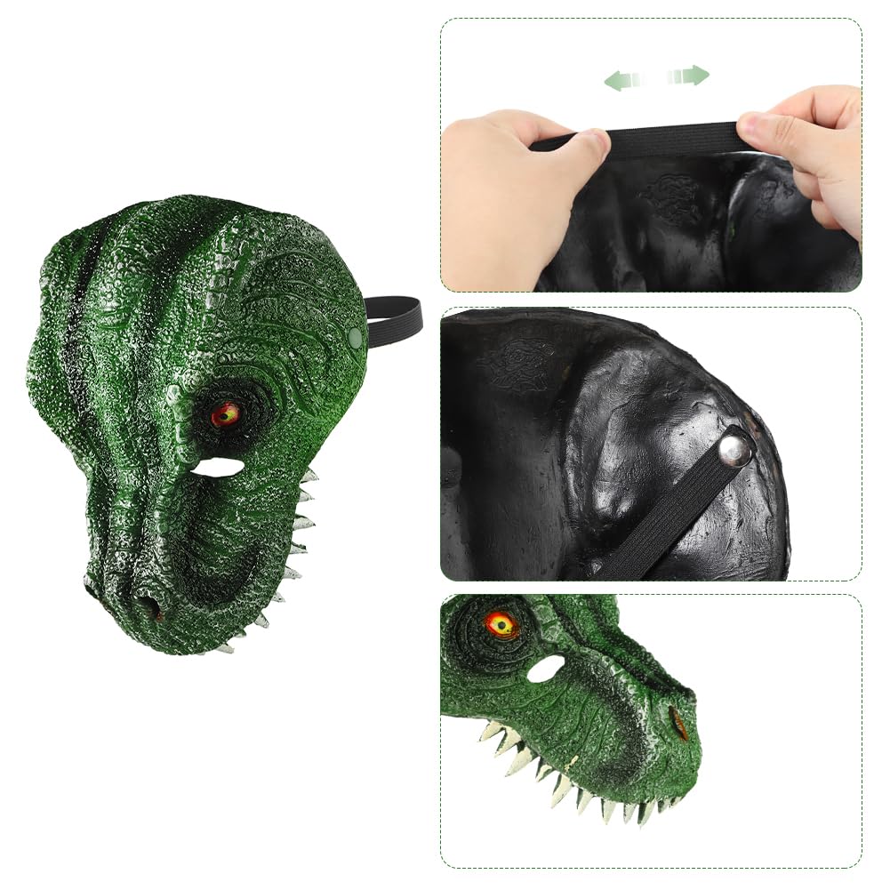 LONTG Realistic Dinosaur Mask T-rex Animal Head Mask 3D Tyrannosaurus Rex Fancy Dress Headwear Accessories for Adults Halloween Christmas Easter Carnival Cosplay Costume Party Props - Image 3