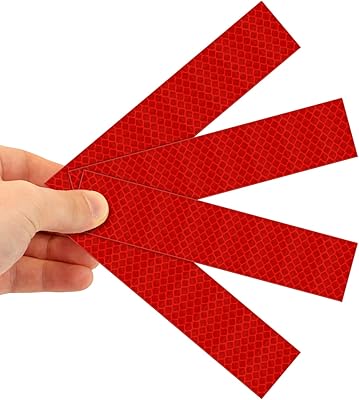 SmartSign 1.2 x 6 inch Red Reflective Strips - Pack of 4, Premium 3M Diamond Grade Reflective Stickers for Night Safety/Backpacks/Bicycles/Vehicles, Hi-Tack Adhesive