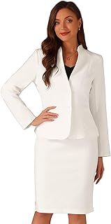 Suits 2 Piece Skirt Set for Women's Business Office Outfits Collarless Blazer Pencil Skirts Suit Sets
