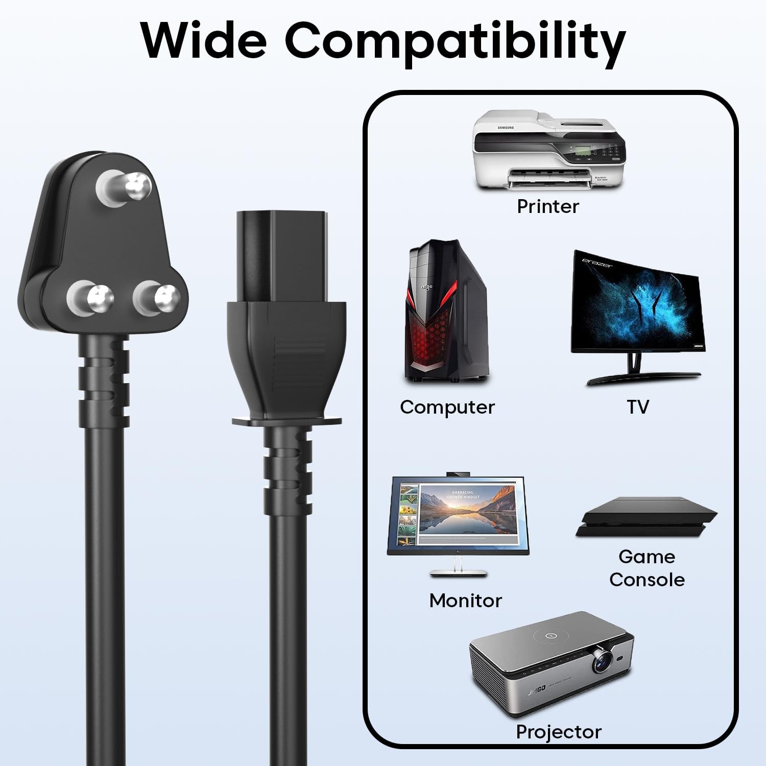 Fox Micro Pro Console Power Cable for PlayStation & Xbox | Replacement Power Cord | Compatible with PS4, PS5, Xbox One, Series S/X | Durable & Stable Supply