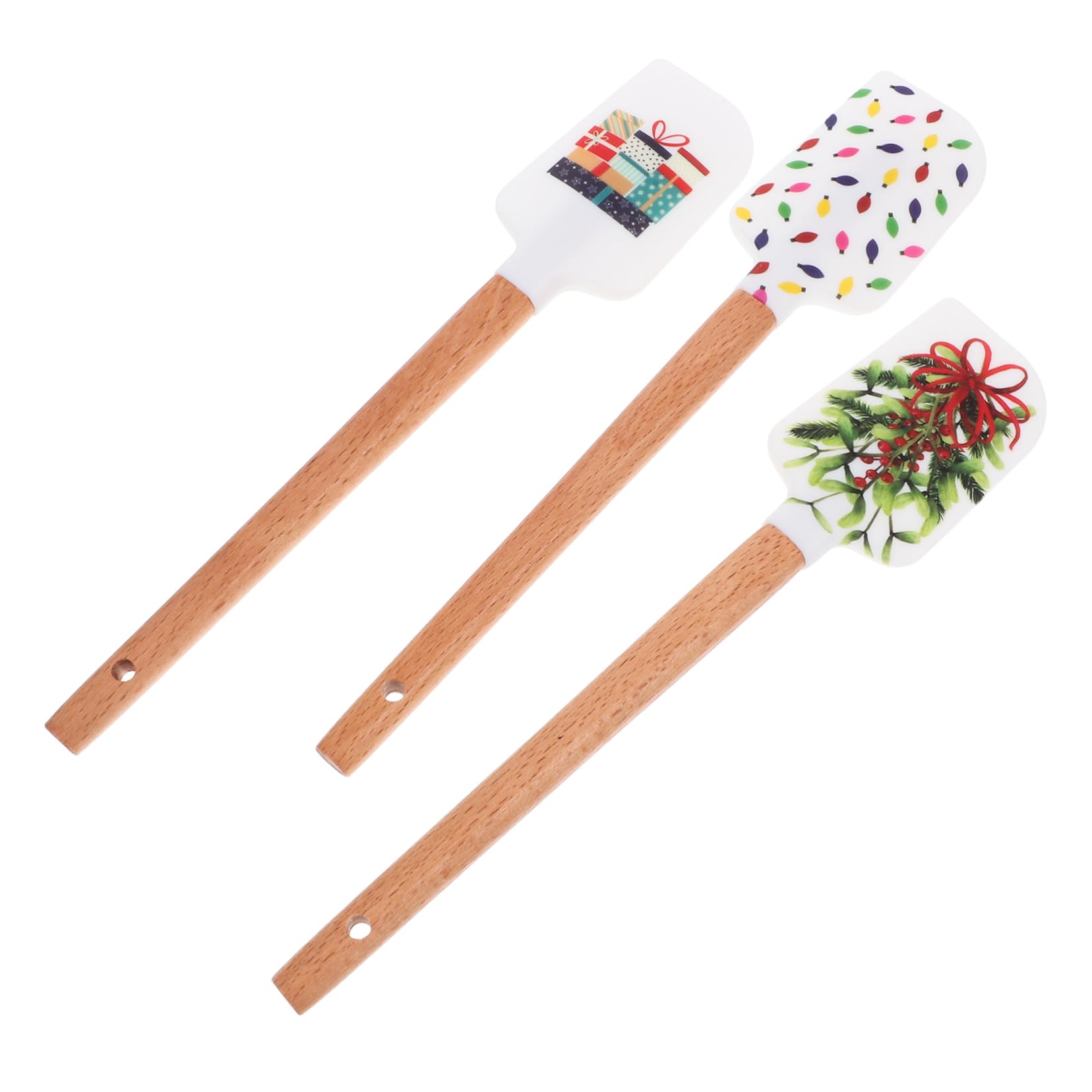 ABOOFAN 3Pcs Christmas Spatula Silicone Cake Scraper with Handle for Baking Supplies Butter Spreader Pastry Decorating Tools