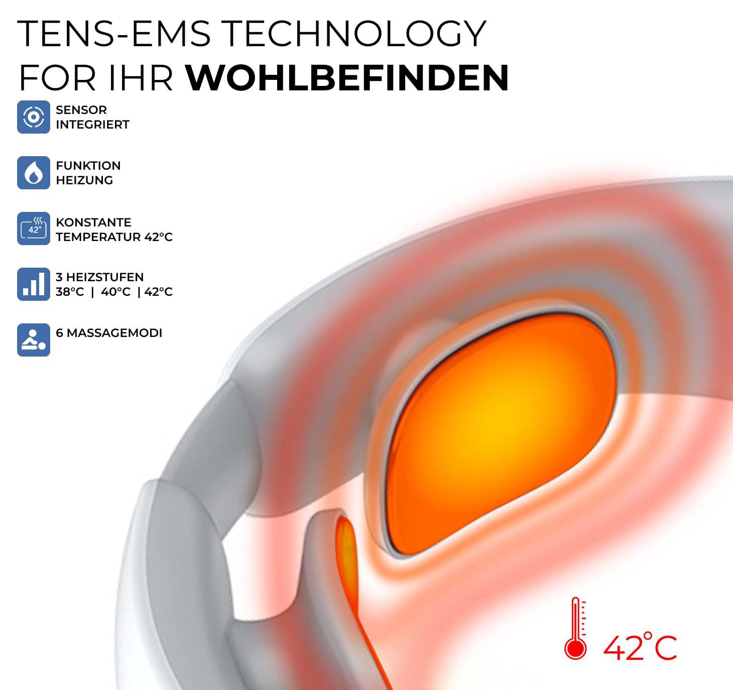 ENOA M5 Nackenmassagegerät mit EMS & TENS, 6 Modi, 18 Intensitäten, Wärme bis 42°C, App-Steuerung, Kabellos, Wiederaufladbar