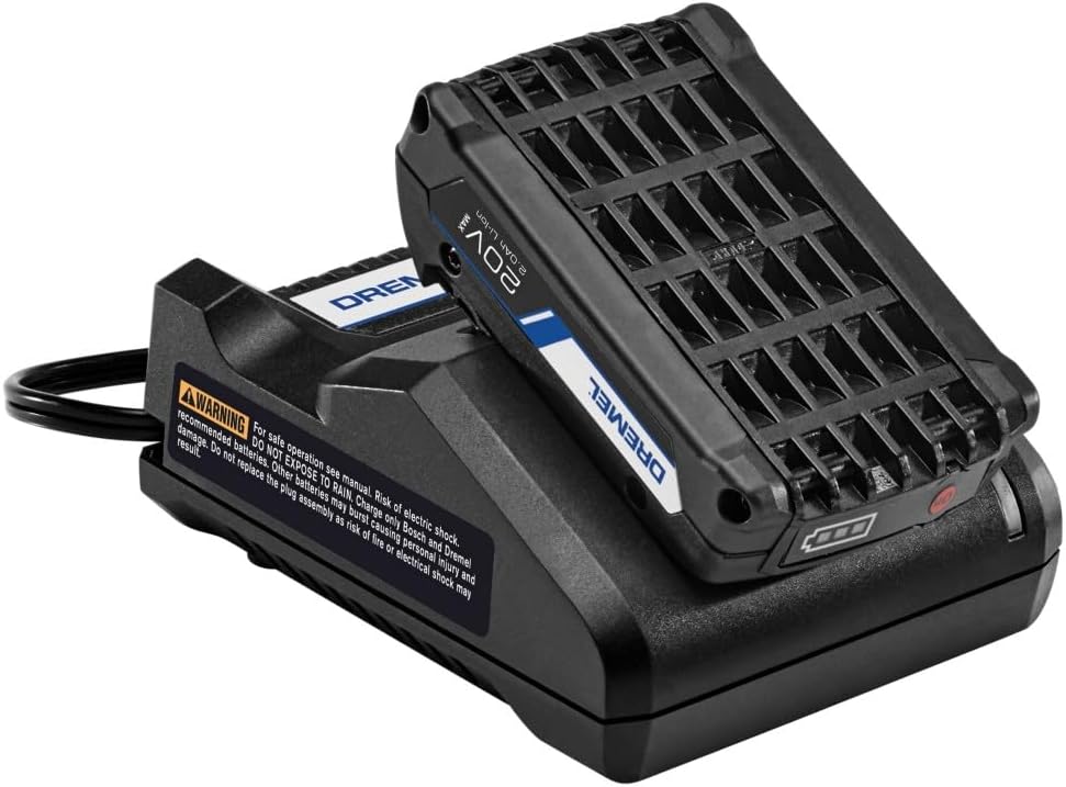 Dremel battery inserted into charger