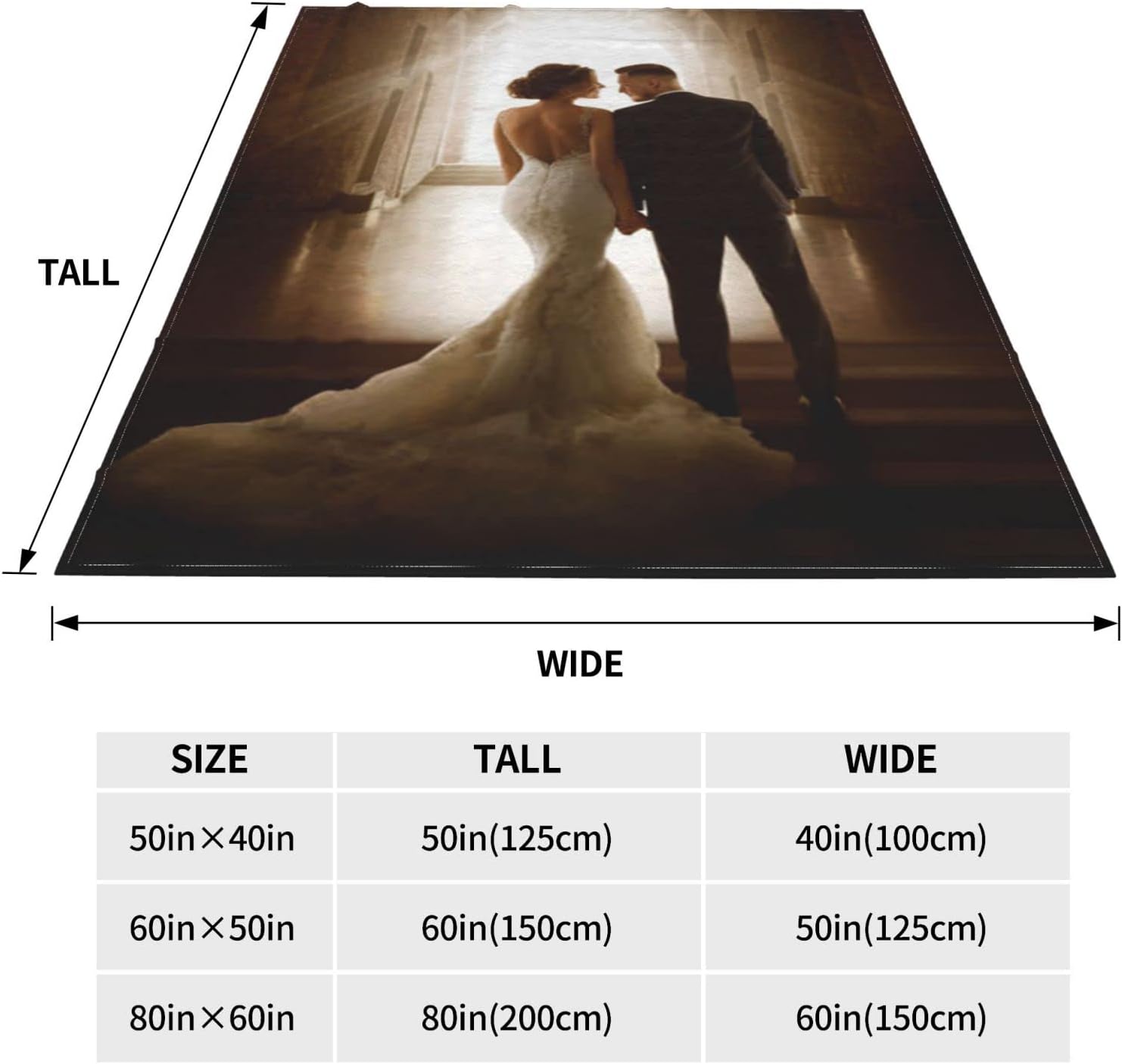 Custom Blanket with Photo Text Personalized Bedding Throw Blankets Customized Flannel Fleece Blankets for Family Birthday Christmas Wedding Gift Fits Couch Sofa Bedroom Living Room 60"x50"