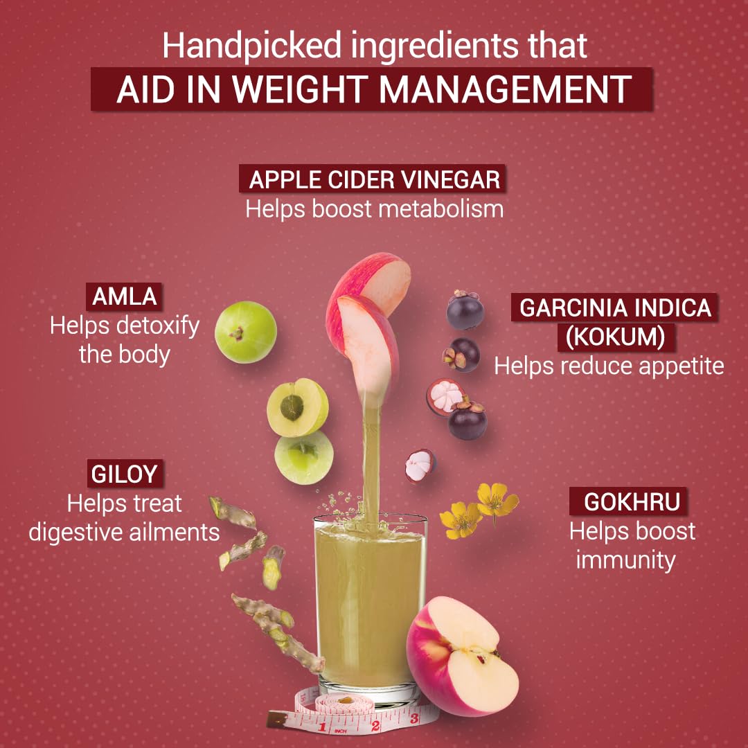 SESA Ayurvedic Activslim Juice - 1L | Helps in Weight Management | Made with Apple Cider Vinegar | Healthy Diet Drink | No added Sugar, Colour or Flavour