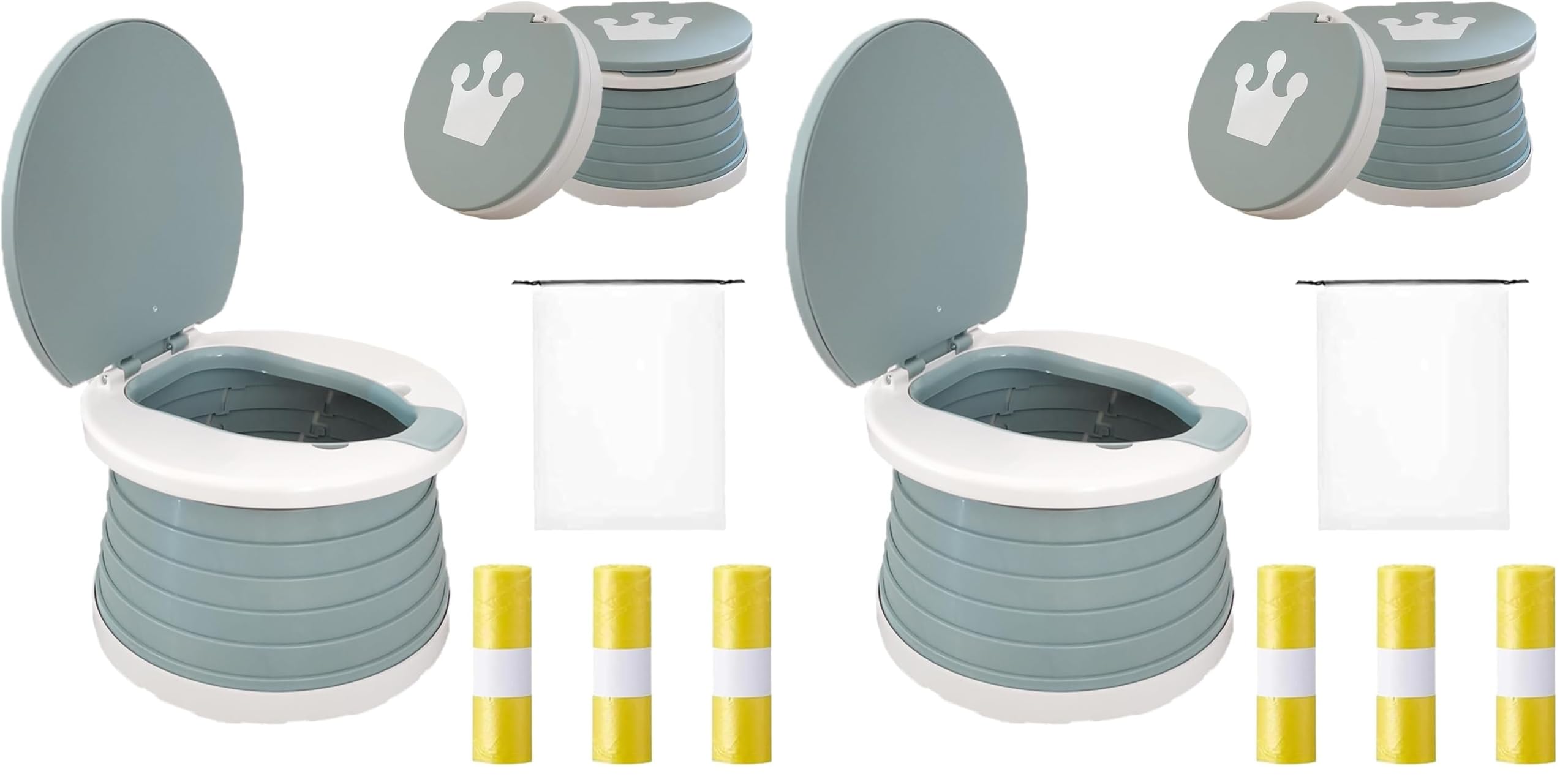 Travel Potty for Toddler, Portable and Foldable Toilet, Apply to Seat Emergency Toilet for Car, Camping, Outdoor, Indoor (grey, small) (Pack of 2)