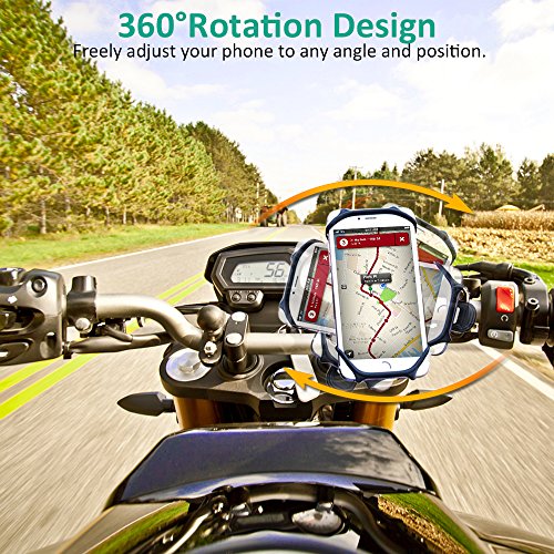 Bovon Bike Phone Mount, 360¡ã Rotation Silicone Bicycle Phone Holder, Universal Motorcycle Handlebar Mount Compatible with iPhone 12 Pro/12 mini/Se/11 Pro Max/XR/XS Max/8, Galaxy S20, 4.0"-6.7" Phones