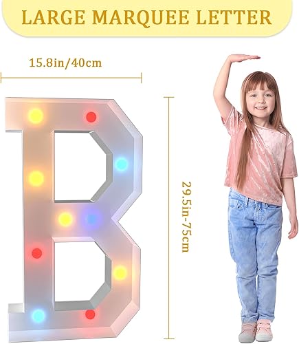 Miniatura 5 de Letras grandes de marquesina, letras iluminadas para bebé con tira de luces y globos, números de marquesina, marco de globos de mosaico,