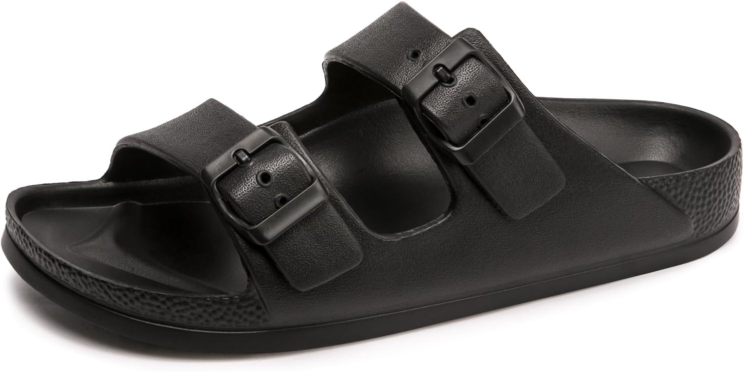 Women's Comfort Slides Double Buckle Adjustable Plastics Flat Sandals