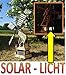 Produktbild Garten-Windmühle 100 cm, zweistöckig 2 Balkone aus Holz, garten windmühlen Seitenruder/Windfahne, komplett mit Solar, Solarbeleuchtung DOPPEL-SOLAR LICHT WMH100at-MS 1m groß, Holz, Natur lackiert mit