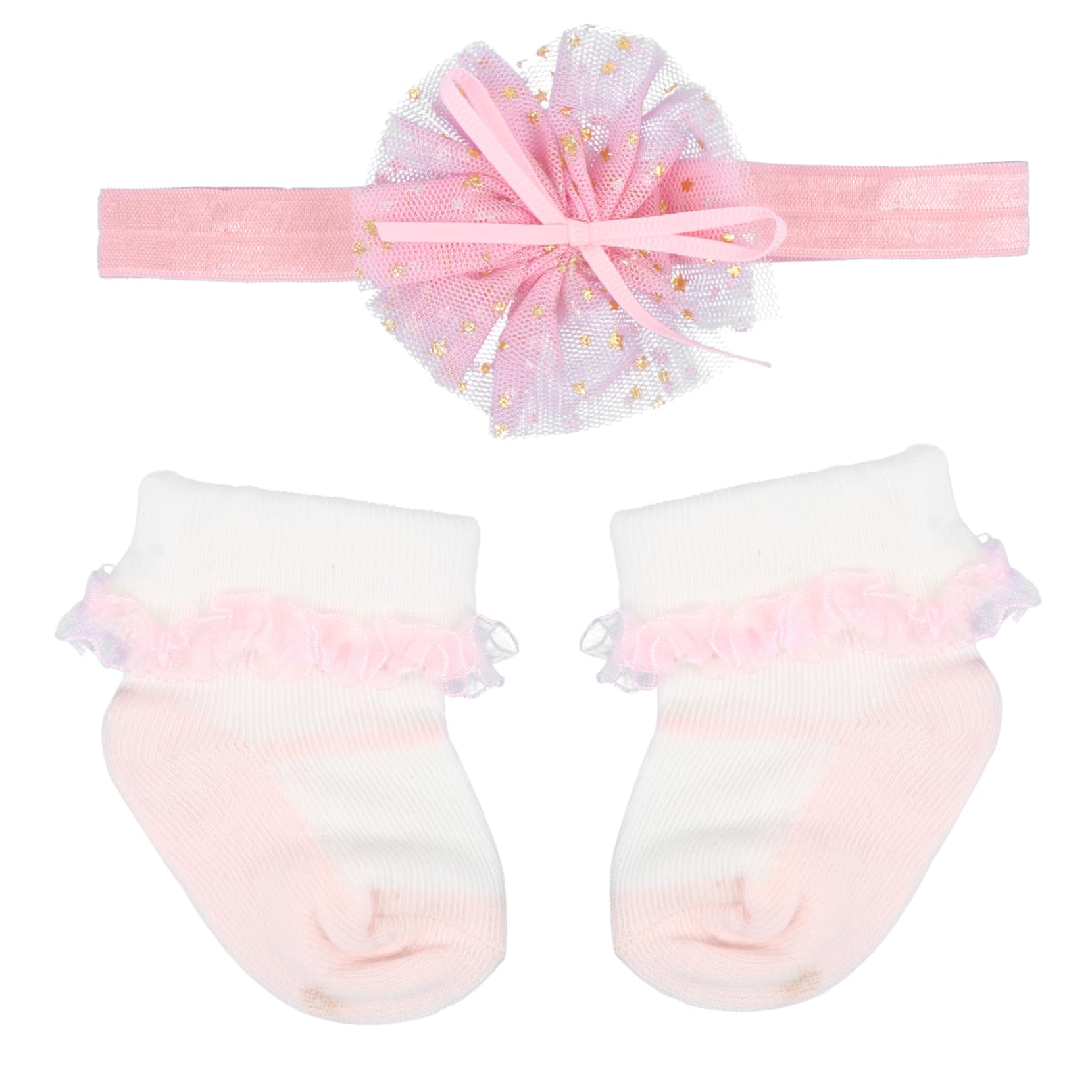 VALICLUD Baby Socks Headband Set 2 Piece Set 0-12 Months Floral Design for Boys and Girls