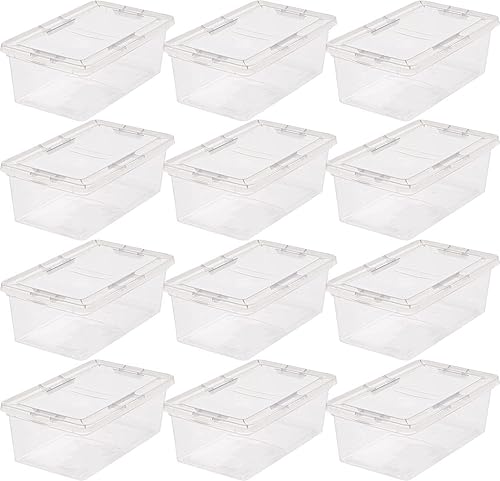 Miniatura 2 de IRIS Contenedores de almacenamiento de plástico con tapas de EE. UU., cajas organizadoras transparentes, contenedores apilables para estanterías