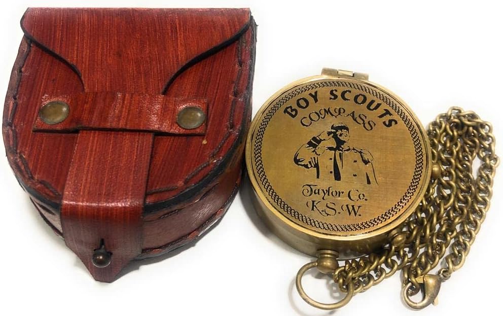 Engraved Compass Personalized | Graduation Gift Compass for Son, Daughter | Keepsake Antique Brass Pocket Compasses for Grandson, Granddaughter | Leather Case and Chain