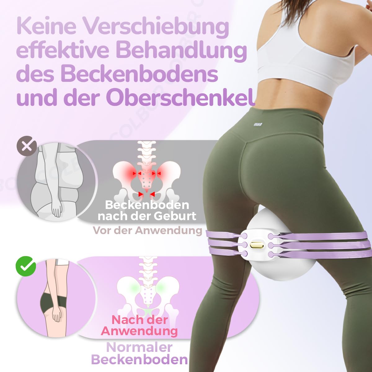 Oberschenkel Oberschenkeltrainer 10-120lb Verstellbares Aufblasbares Beckenbodentrainer für Frau und Mann, Trainingsgerät Tragbar Heimfitnessgerät für Postpartale Rehabilitation
