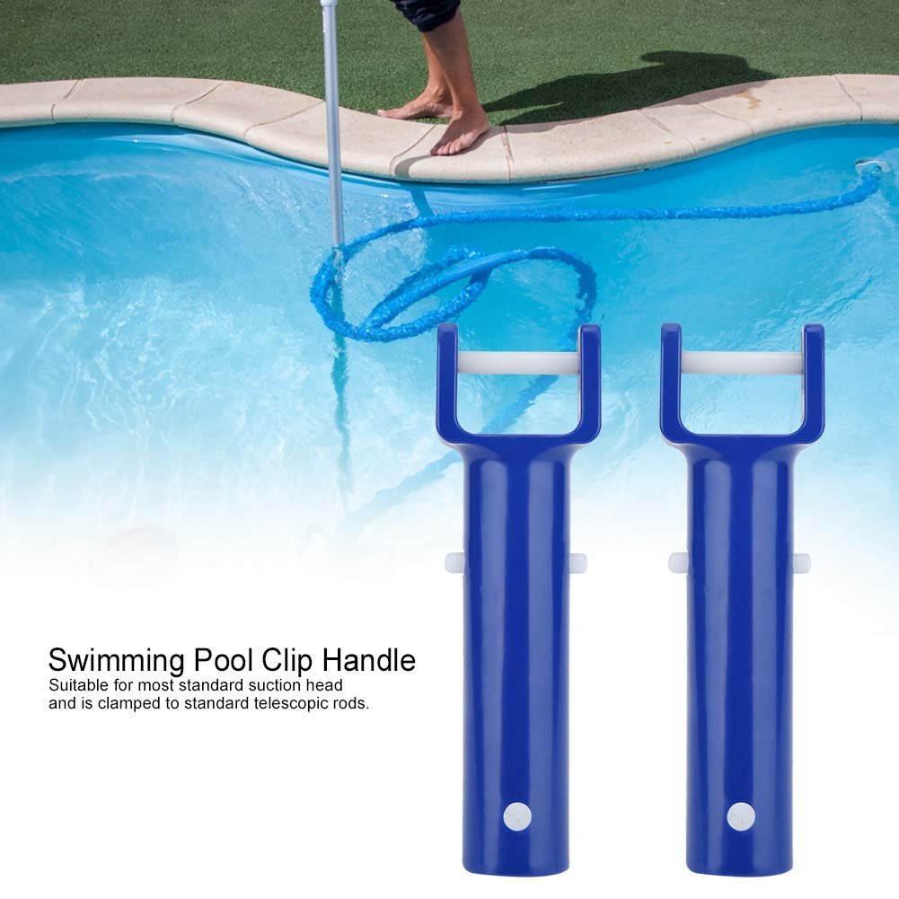 Gavigain Swimming Pool Clip Handle,2Pcs Blue Swimming Pool V Shape Clip Brush Head Handle Replacement Pool Accessories,Swimming Pool Brush Handle