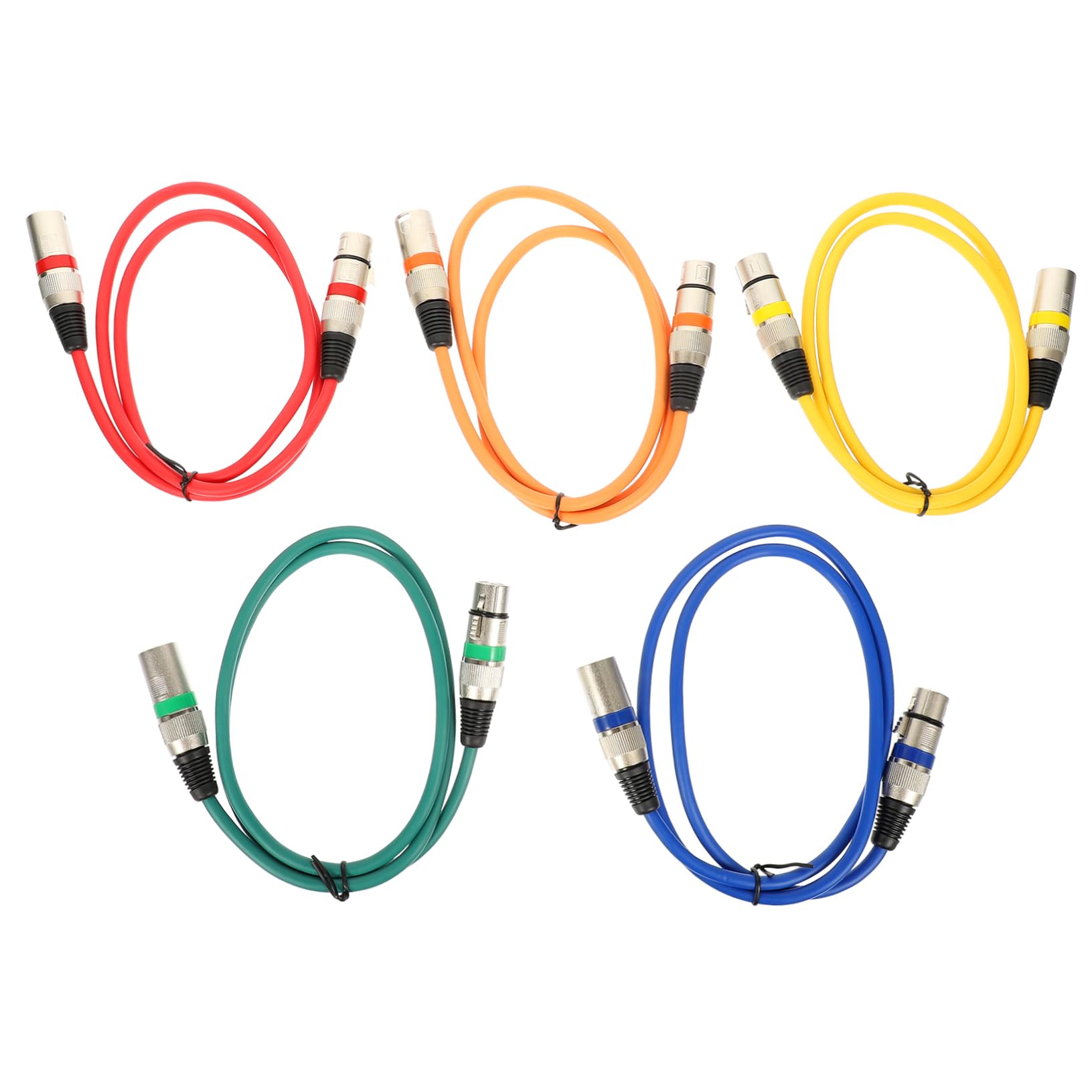 jojofuny Confezione da 5 Cavi Xlr Bilanciati per Microfono, Connettore Maschio-femmina, Rame e Pvc, Connessione Flessibile per Matrimoni e Feste