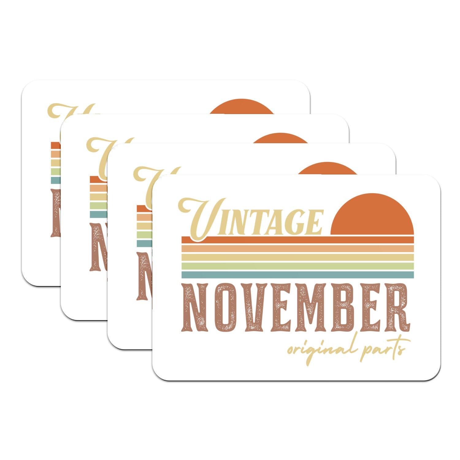 Set de table vintage cadeau anniversaire de novembre lot de 4 dessous caoutchouc blanc