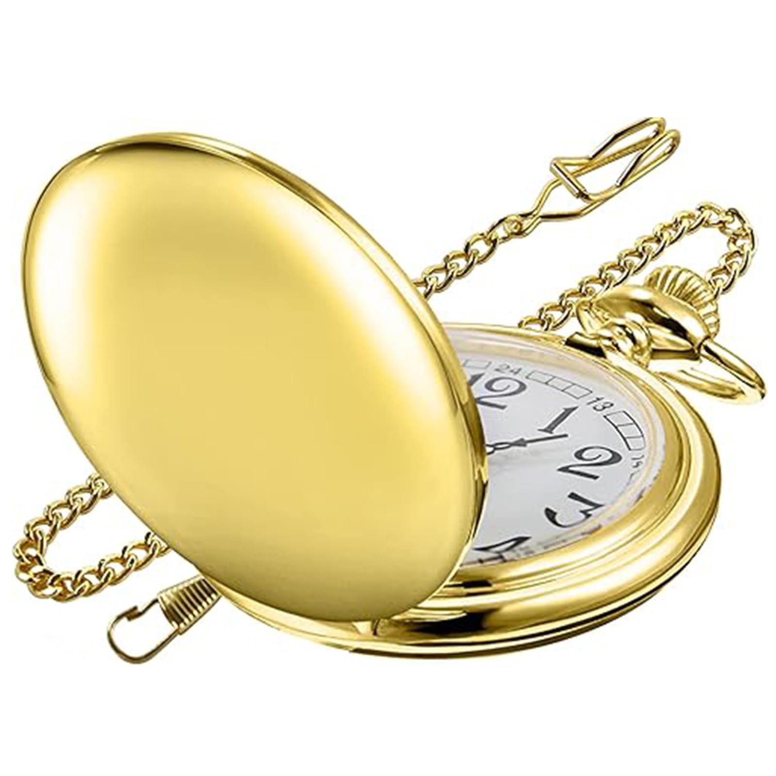 Tiong Montre de Poche à Quartz Lisse Vintage avec chaîne Courte pour Homme et Femme Le Jour de l'anniversaire la fête des pères de Noël