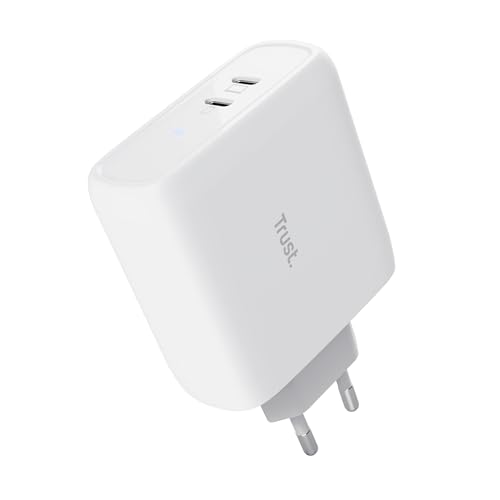Cargador USB C 65W Trust Maxo con dos puertos para portatil y smartphone blanco