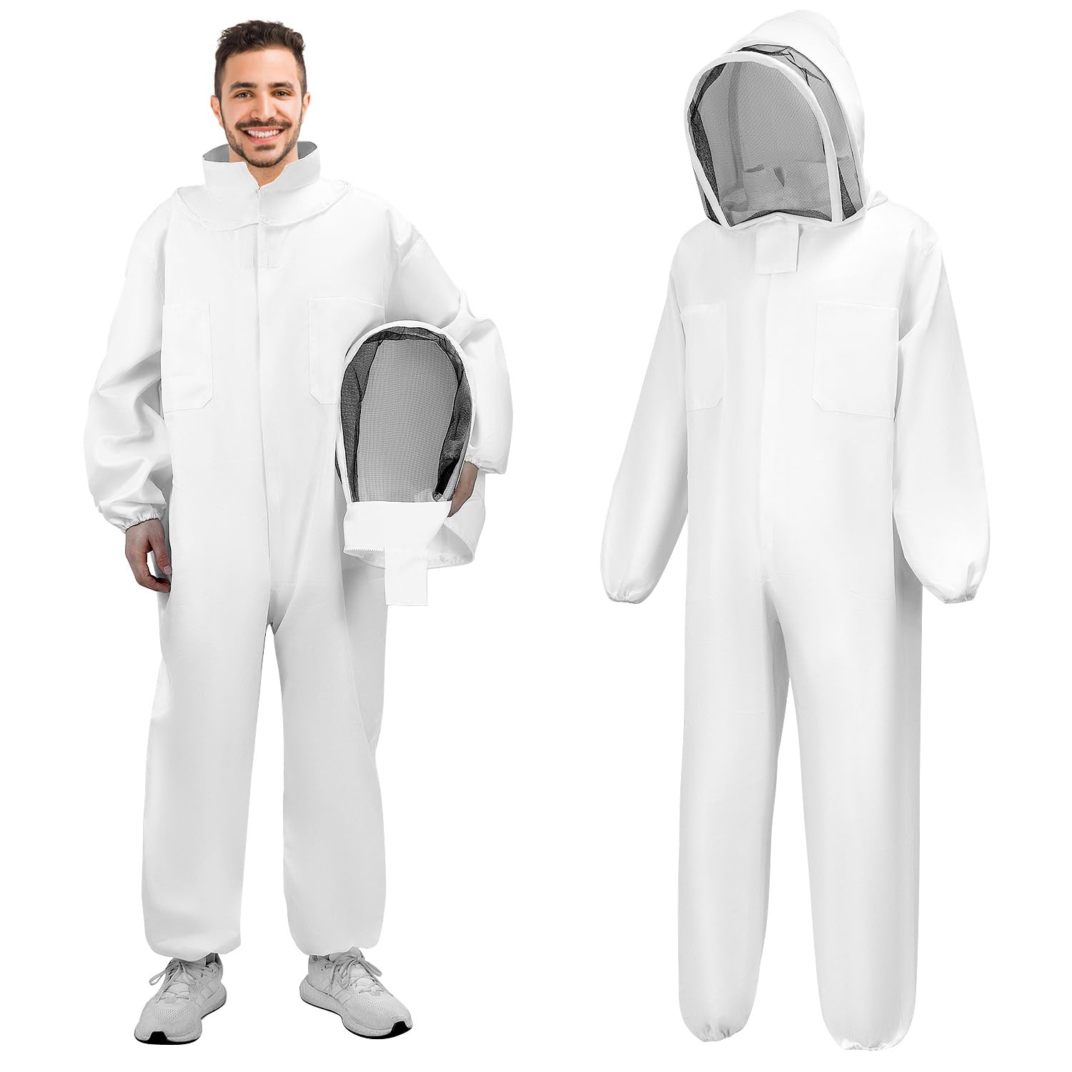 Qwork Qwork® Xl Beekeeping Suit, Beekeeper Jacket With Veil, For Professional Bee Bite Prevention