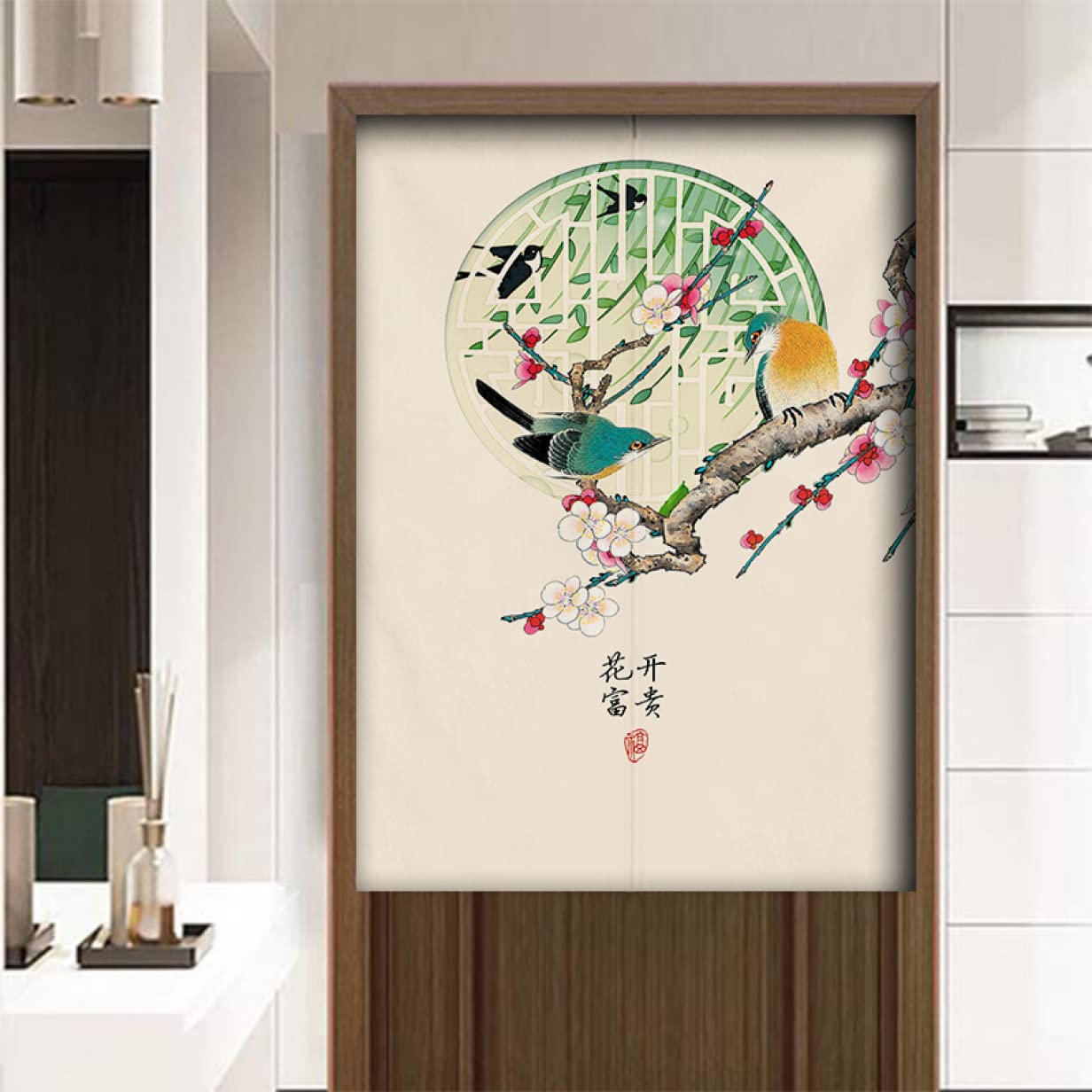 Amazon｜蓮 のれん 中華風 和風 暖簾 目隠し 遮光 間仕切り ロング