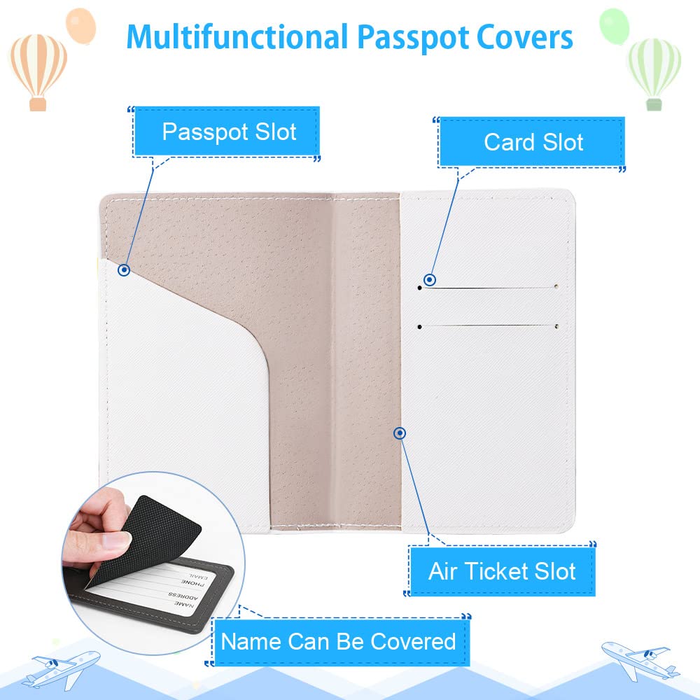 flintronic 2 Pacchi Etichette per Bagagli, Valigie, Custodia Passaporto, Cover Unisex Portafoglio per Viaggio di Lavoro (Bianco+ Grigio)