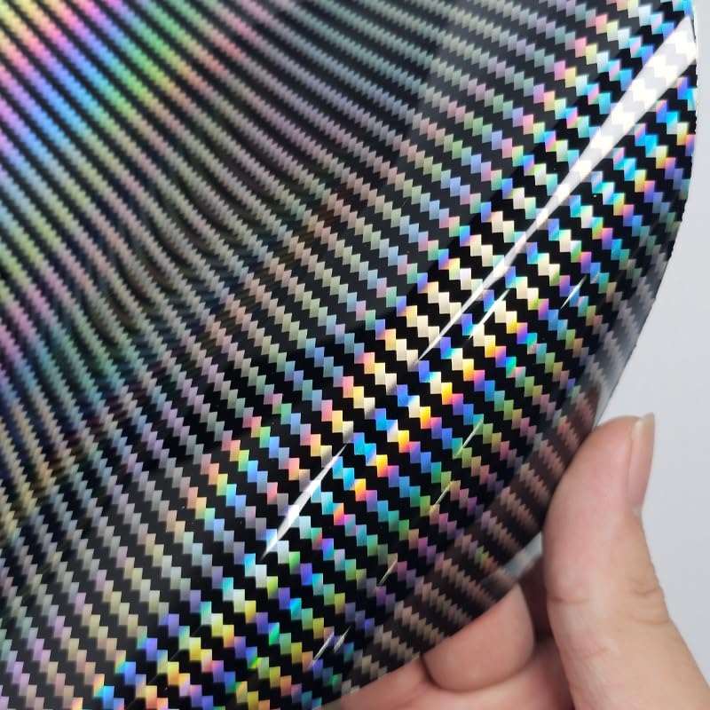 Pellicola Wrapping Auto Pellicola Adesiva For Esterni For Auto In Fibra Di Carbonio 5D, Arcobaleno, Oro Nero Lucido, Argento, Rosso, For Decalcomanie For Moto(Noir,50cm X 200cm)