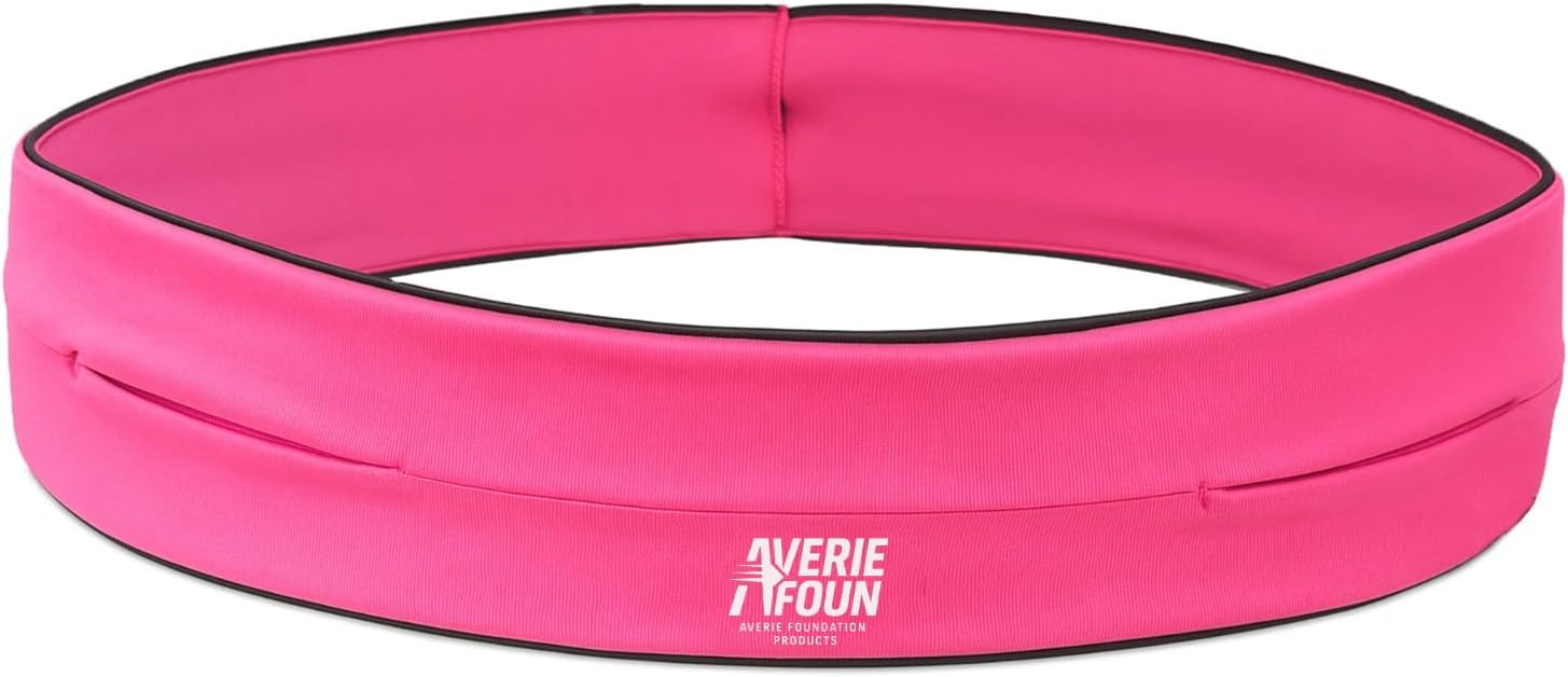 Lightweight Running Waist Belt with Hidden Pockets, Anti-Slip, and Sweat-Resistant. Ideal for carrying Phone, Keys, Cards, and Cash while Running or at the Gym. (Pink, Medium)