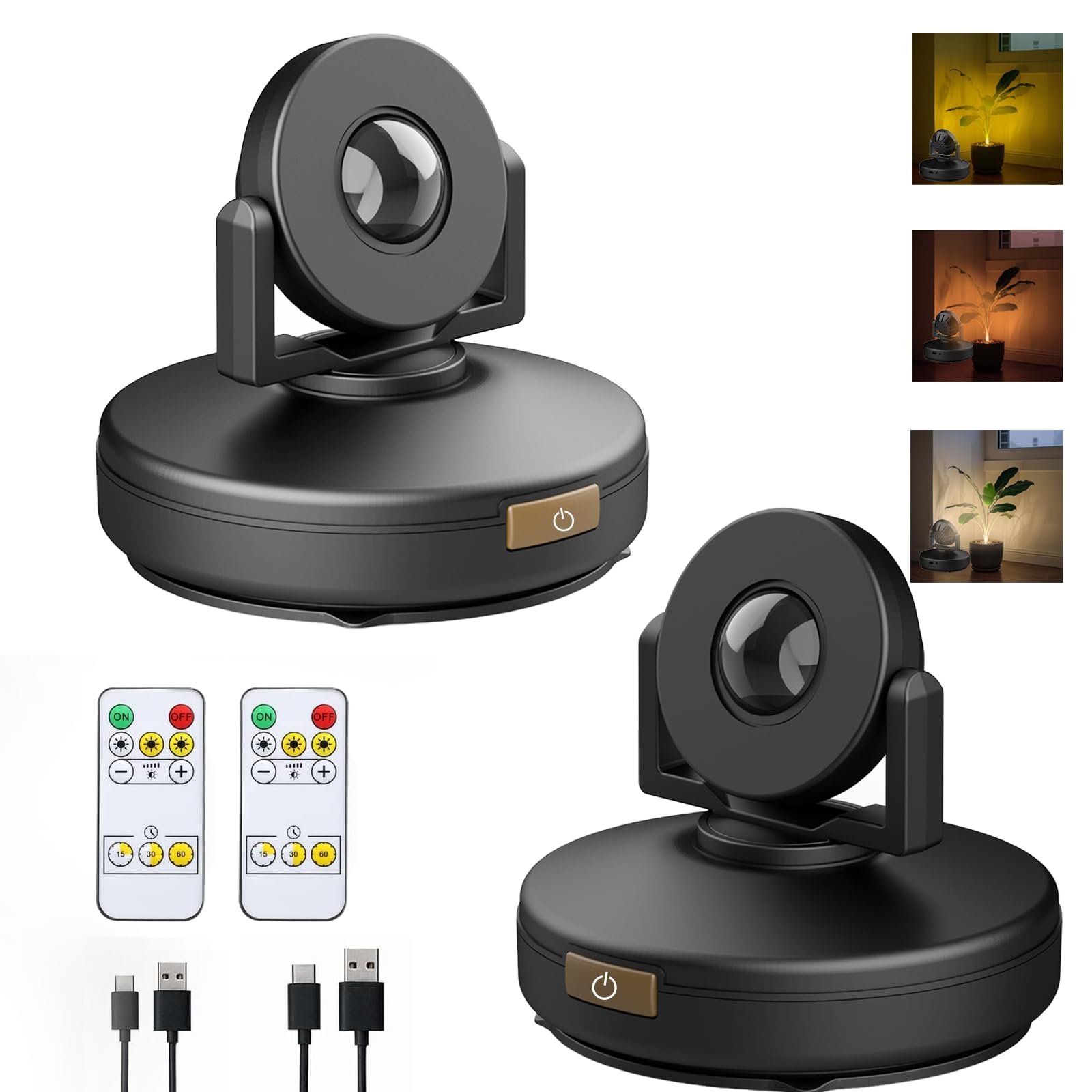 2Pack Rechargeable Battery LED Spotlight Indoor, Wireless Mini Art Accent Spot Lights with Remote Control Dimmable &amp; Timer, Dimmable Uplight for Plants Display Painting Dartboard Portrait Closet