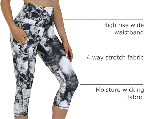 Miniatura 4 de ODODOS - Leggings tipo capri de mujer, no se traslucen y modelan el abdomen, con cintura alta y bolsillos; para hacer yoga, atletismo, ejercicio