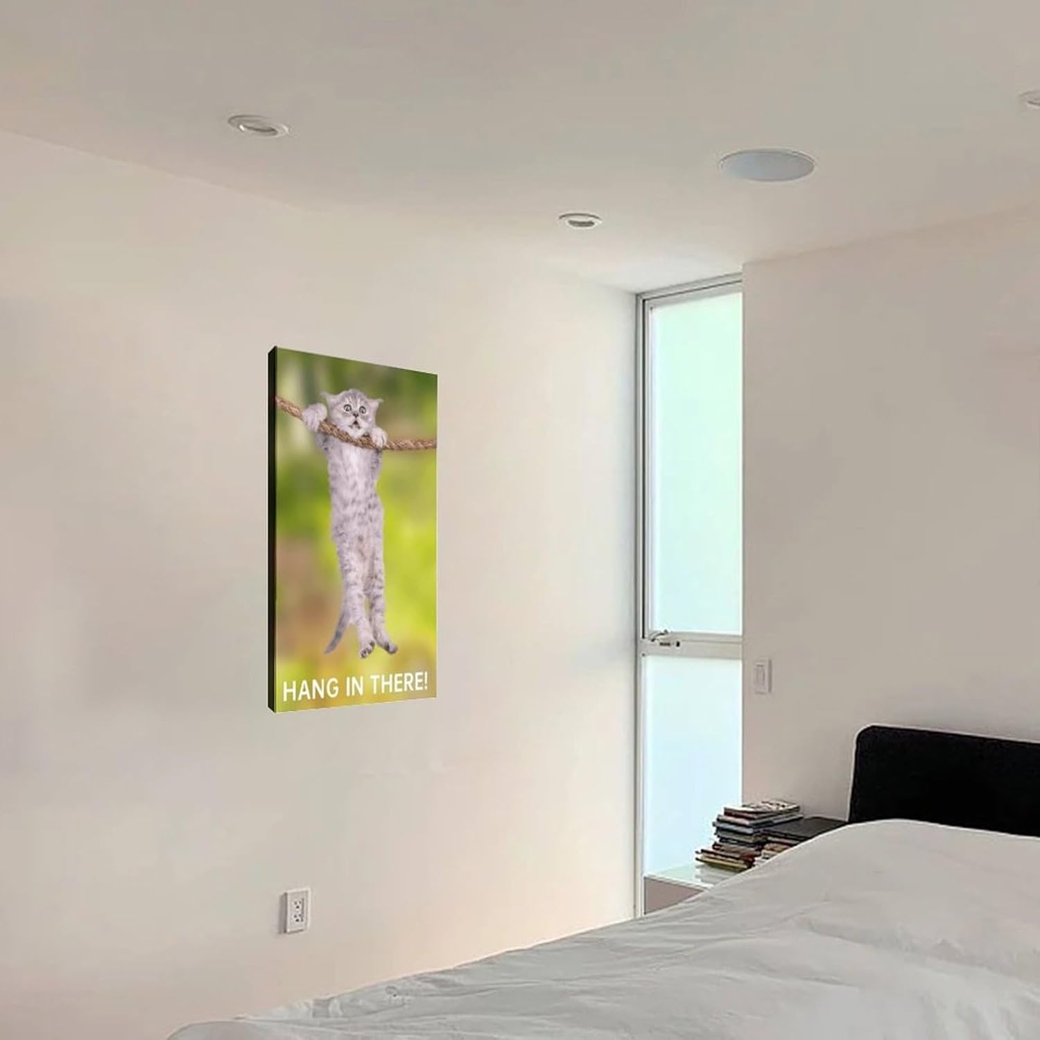 Canvas Print Wall Art Decoration Poster 1724839815335 Funny Cat Floral Print Abstract Farmhouse Gallery Aesthetic Room Decor for Bedroom Bathroom 12x18inch(30x45cm) Frame-style