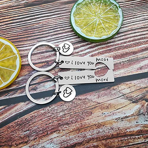 Couple Gifts Keychain For Husband Wife ,I Love You Most I Love You More Matching Couple Keychain For Him And Her,Valentine's Day Birthday Gifts For Boyfriend Girlfriend(2 Pack) #TOP3
