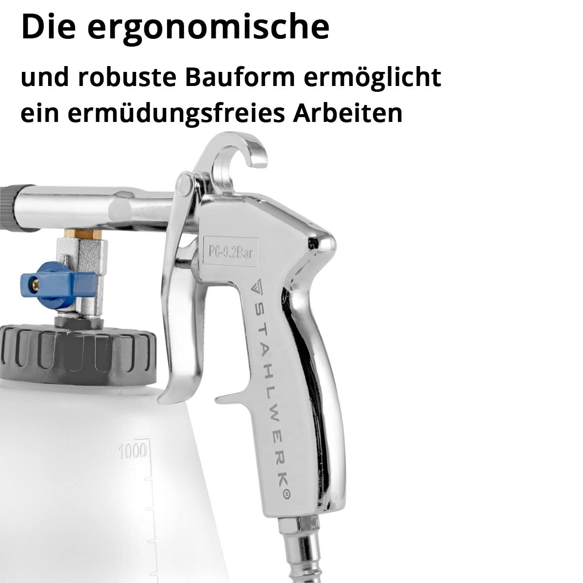 STAHLWERK Druckluft-Reinigungspistole RP-90 ST – Druckluftpistole mit Tornado-Effekt für Auto (KFZ), Werkstatt & Haushalt, Innenreinigung, regulierbares Ventil für Reinigungsmittel (weiß)